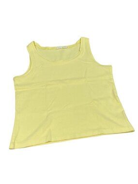 Caslon Ribbed Knit Tank Top PL Pastel Yellow Stretch Casual Layers Preppy Indie